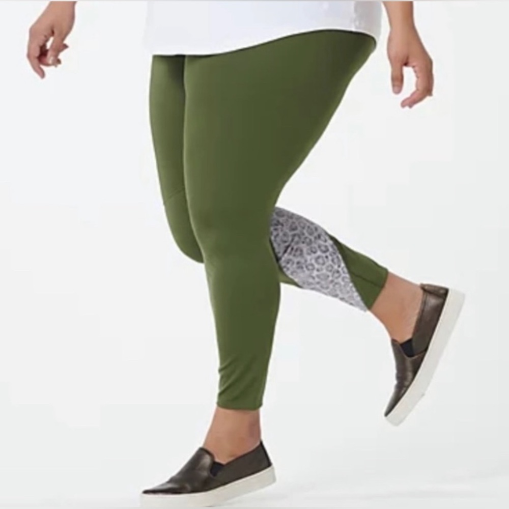 Soulgani Active Leggings Olive Green Size Medium